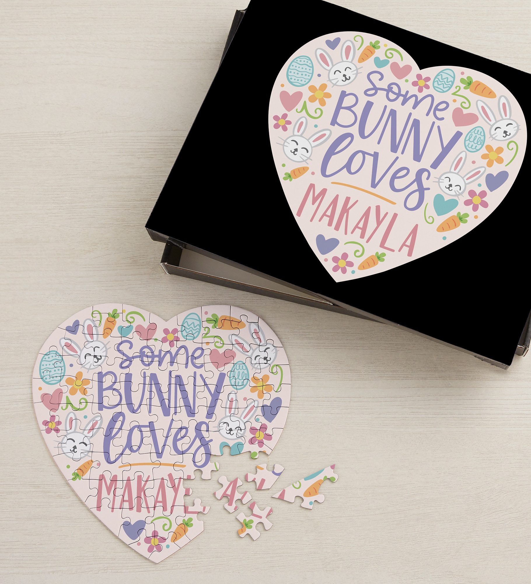 Somebunny Loves You Personalized Mini Heart Puzzle